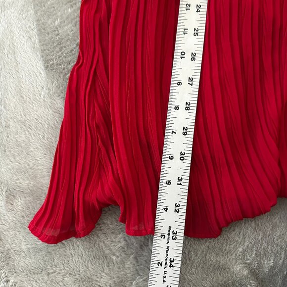 Zara Red Midi Maxi Pleated Bell Sleeve Dress Women's SMALL - Picture 7 of 8